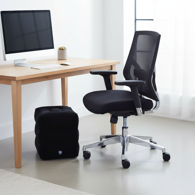 PVC Inflatable Travel Pillow Foot Rest Pillow Stool  Kids Airplane Bed Car Bus Adjustable Three Layers Height Adult Flight Foot - gallery 1