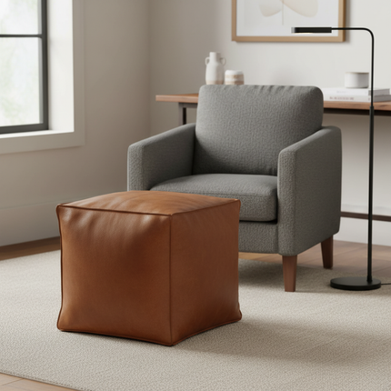 Foot Rest Non-Slip Storage Stool Large Capacity Waterproof Unstuffed Cushion Cover Stackable Thicken Leather Pouf Shoe-changing - gallery 1