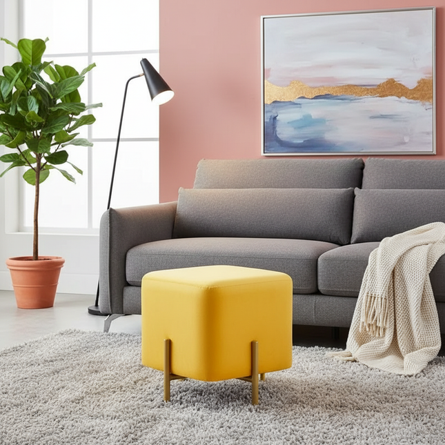 Customized Velvet Dressing Stool Golden Leg Tassel Makeup Bench Openable Ottoman Pouf for Home Fashionable Furniture - gallery 1