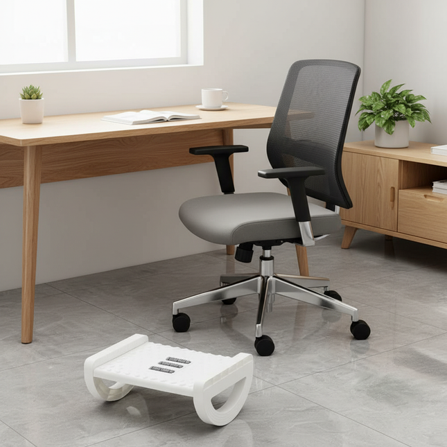 Portable Foot Rest Under Ergonomic Footrest Stool 6 Height Position Adjustable Foot Stoo with Firm Non-Slip Legs Massage Rollers - gallery 1