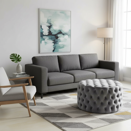 Nordic Living Room Ottoman Round Button Velvet Shoe Changing Stool Apartment Living Room Light Luxury Home Small Makeup Stool - gallery 1