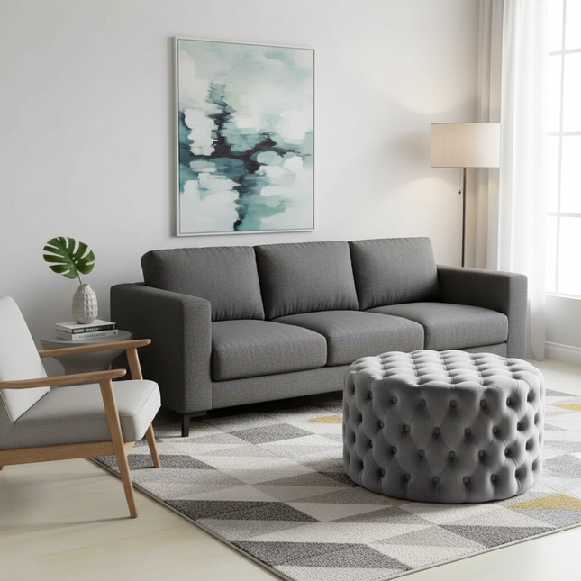 Nordic Living Room Ottoman Round Button Velvet Shoe Changing Stool Apartment Living Room Light Luxury Home Small Makeup Stool - gallery 1