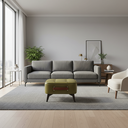 Light luxury leather square stool, leather soft bag, shoe changing stool, living room stool, sofa footstool, home decoration - gallery 1