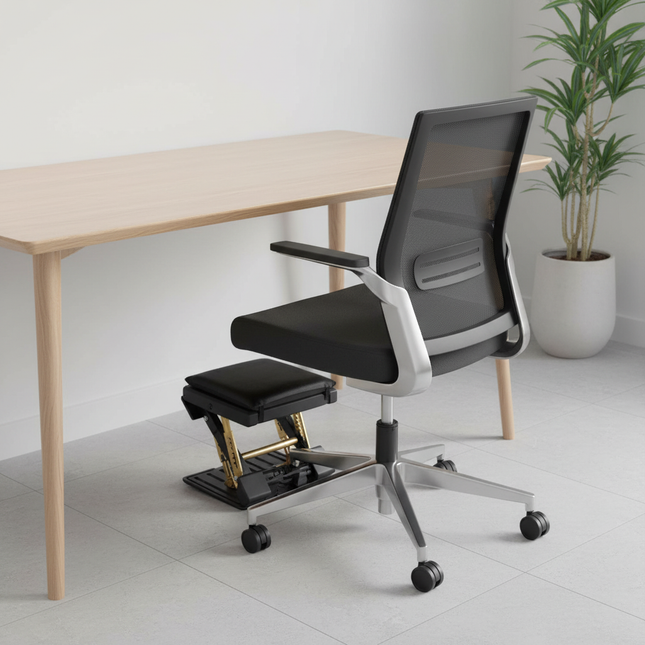 Adjustable Under Desk Footrest  With Massage Surface , Removable Soft Foot Rest Pad Ergonomic 4 Height Position Adjustable - gallery 1