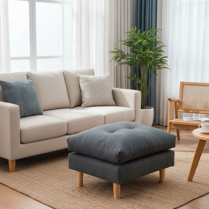 Soft Velvet Solid Wood Bed-End Bench  Durable Nordic Sofa Footstool  Sturdy Living Room Ottoman  Versatile Square Footrest - gallery 1