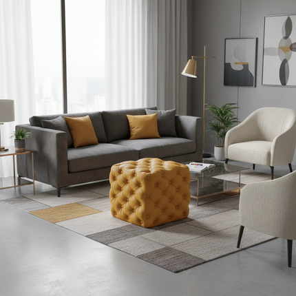 Light Luxury Velvet Foot Pedal Living Room Shoe Bench Creative Pull Buckle Hallway Ottoman High Elastic Sponge Dressing Stools - gallery 1