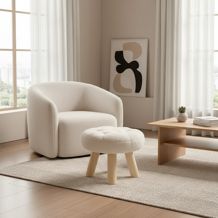 Creative Nordic Stool Furniture Solid Wood Small Stool Spherical Stool Removable Washable Furniture Round Ottomans Ins Pouf - gallery 1