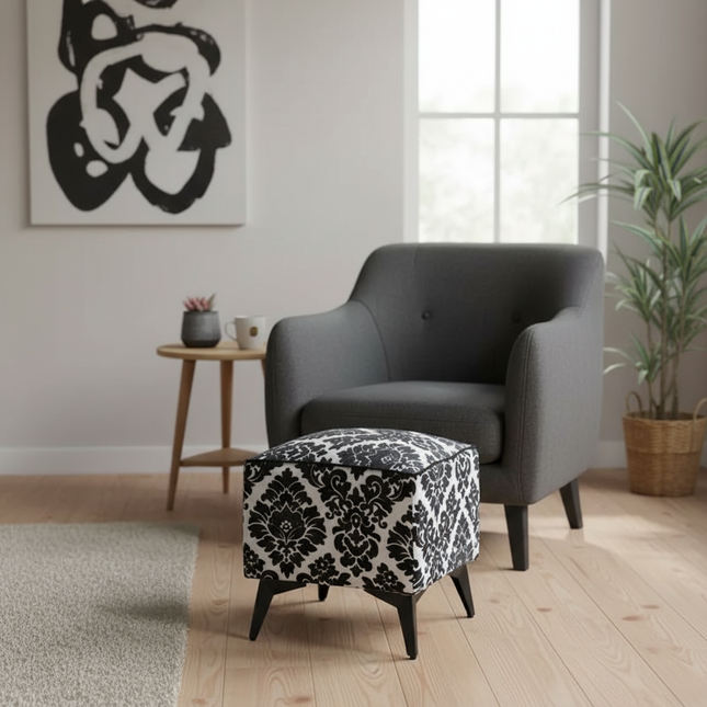 ‌Faux Leather Ottoman, Plush Entryway Bench, Velvet Square Stool, Minimalist Footrest for Bedroom/Balcony with Non-Skid Base - gallery 1