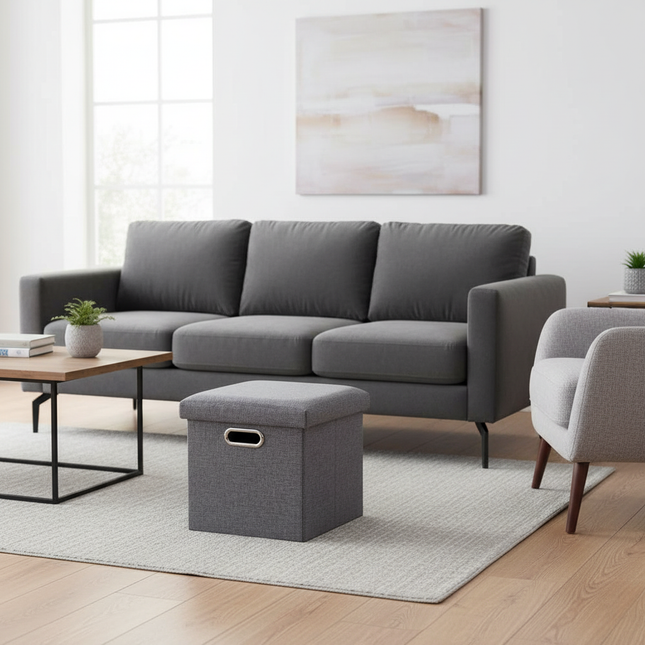 Folding Storage Ottoman Foldable Small Ottoman Foot Rest 11.81x11.81x11.81inch Square Footstool for Bedroom Dorm Entryway Office - gallery 1