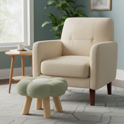 Wooden Small Foot Stool Non Slip Foot Rest Under Desk Footrest Ottoman Soft Stool for Playroom Apartment Porch Bedroom - gallery 1