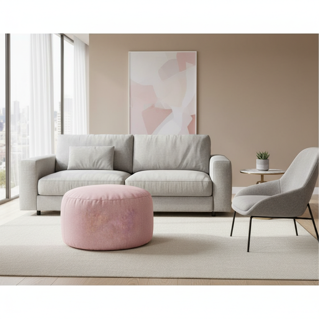 OTAUTAU Round Stool D30cm*H20cm Linen Bean Bag Ottoman with Filling Beanbag Pouf Footstool Tatami Futon Puff JD001 - gallery 1