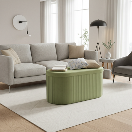 WOLTU Velvet Round Ottoman MDF Foldable Storage Stool with Removable Padded Lid Creative Storage Box for Footstool Living Room - gallery 1