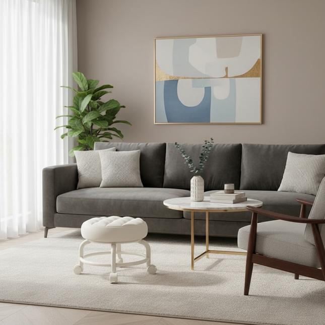 Universal wheel stool household pulley 360 degree rotation children's footstool small round stool - gallery 1