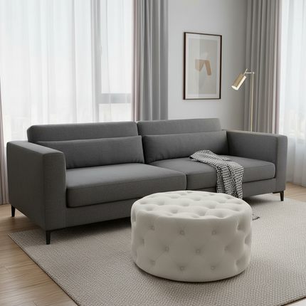 60cm Nordic Velvet Stool Round Pouf Ottoman Vintage Makeup Stool Living Room Footrest Soft Bedroom Bench Shoe Changing Stool - gallery 1