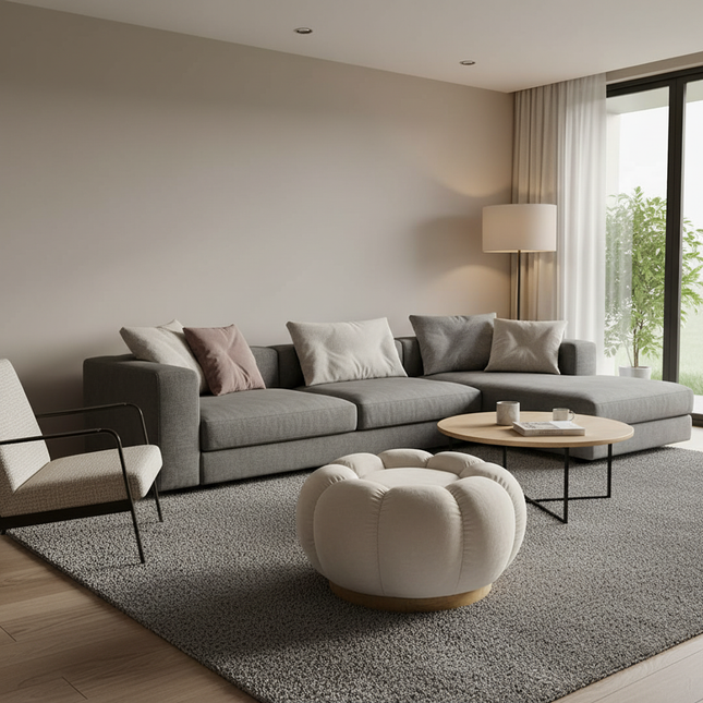 Pumpkin Sofa Low Stools Foot pedal Lamb Wool Shape Velvet Fabric Simple Modern Living Room Light Luxury Bedroom Round Ottomans - gallery 1