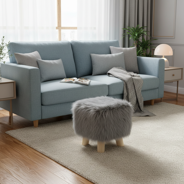 Adorable Shoes-changing Stool Plush Wooden Footrest Removable Chair Cover Soft Seat Cushion Home Decor Furnitu 가구 걸상 - gallery 1