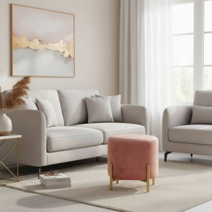 Customized Velvet Dressing Stool Golden Leg Tassel Makeup Bench Openable Ottoman Pouf for Home Fashionable Furniture - gallery 1