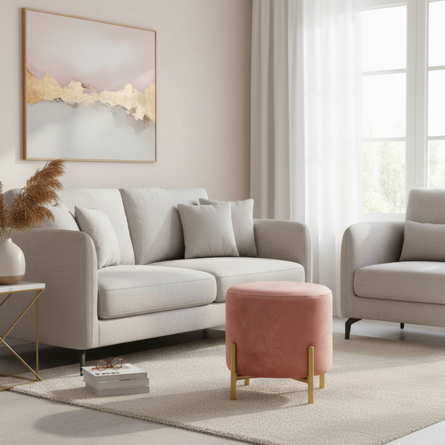 Customized Velvet Dressing Stool Golden Leg Tassel Makeup Bench Openable Ottoman Pouf for Home Fashionable Furniture - gallery 1