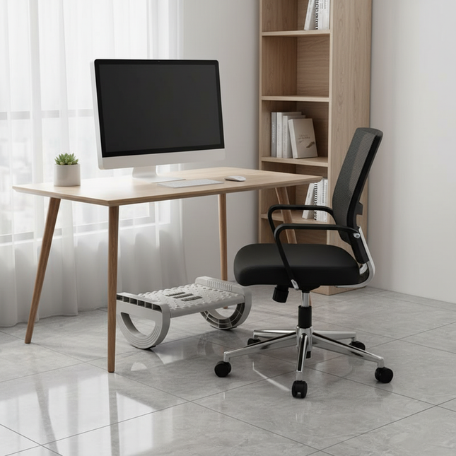 Portable Foot Rest Under Ergonomic Footrest Stool 6 Height Position Adjustable Foot Stoo with Firm Non-Slip Legs Massage Rollers - gallery 1