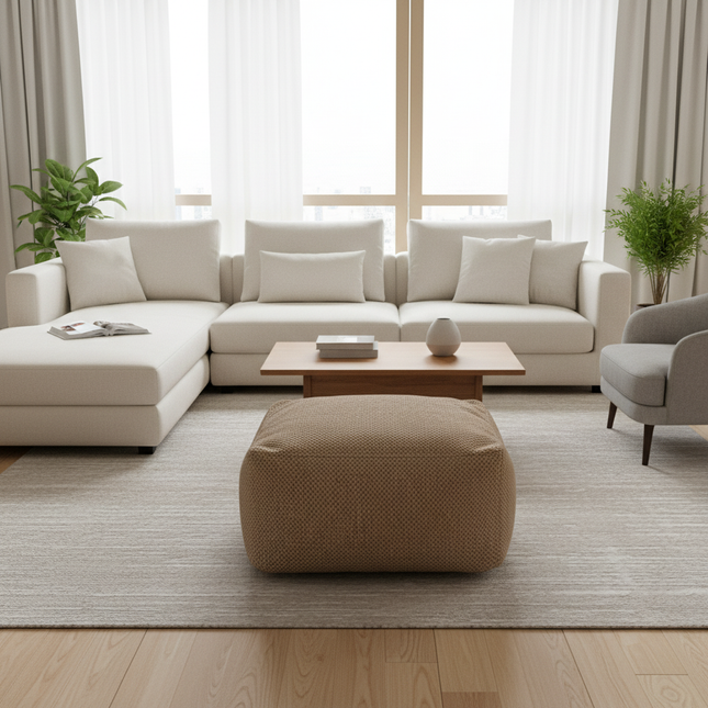 Fabric Removable and Washable Round Floor Futon Seat Pouf Ottoman Foot Rest  Window Living Room Tatami Low Stool Pedal - gallery 1