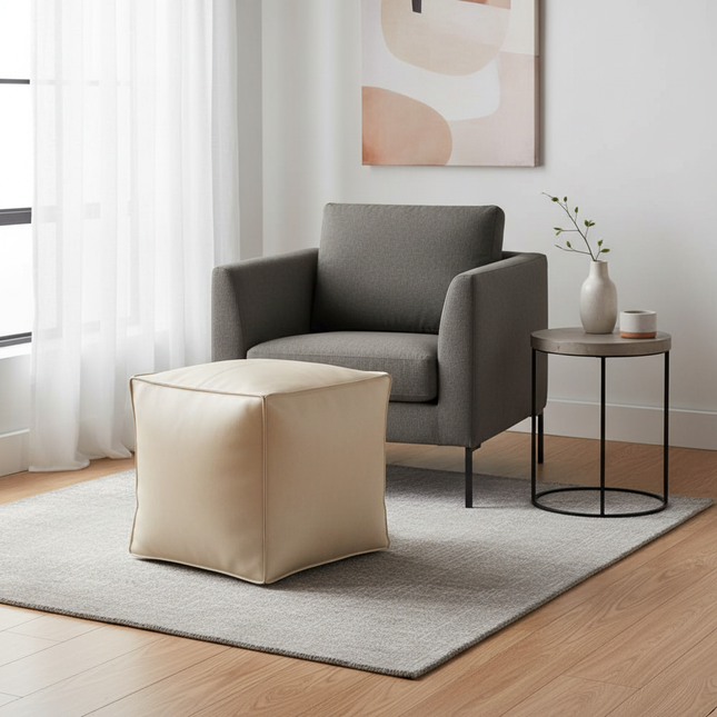 Foot Rest Non-Slip Storage Stool Large Capacity Waterproof Unstuffed Cushion Cover Stackable Thicken Leather Pouf Shoe-changing - gallery 1