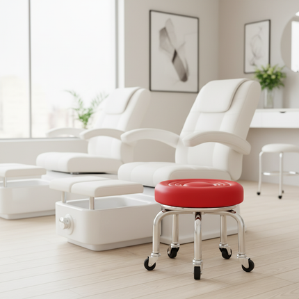 5-Wheel Metal Stool - Thickened Silent Low Stool with Sturdy Frame for Home/Foot Spa/Cosmetology/Kids - gallery 1