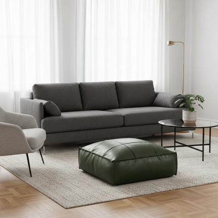 Soft Moroccan Ottoman Footstool Handmade Square Floor Cushion PU Leather Moroccan Pouf for Home Wedding Bedroom Living Room Kids - gallery 1