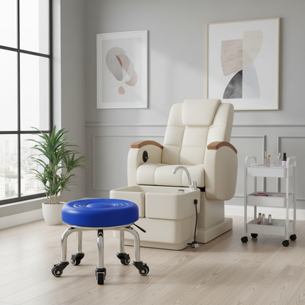 5-Wheel Metal Stool - Thickened Silent Low Stool with Sturdy Frame for Home/Foot Spa/Cosmetology/Kids - gallery 1