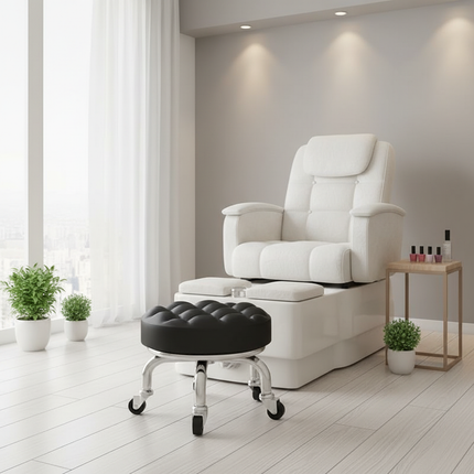 5-Wheel Metal Stool - Thickened Silent Low Stool with Sturdy Frame for Home/Foot Spa/Cosmetology/Kids - gallery 1