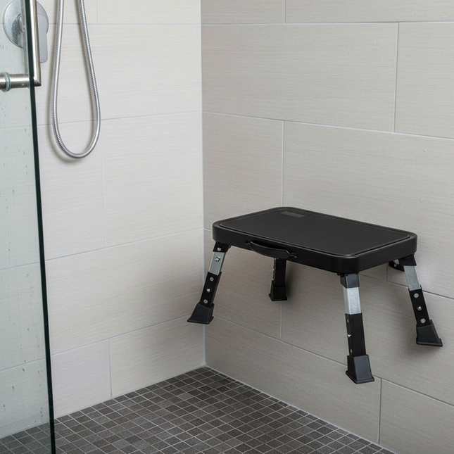 3-speed adjustable folding step stool for adults and seniors, safer metal step stool, sturdy and stable step stool - gallery 1