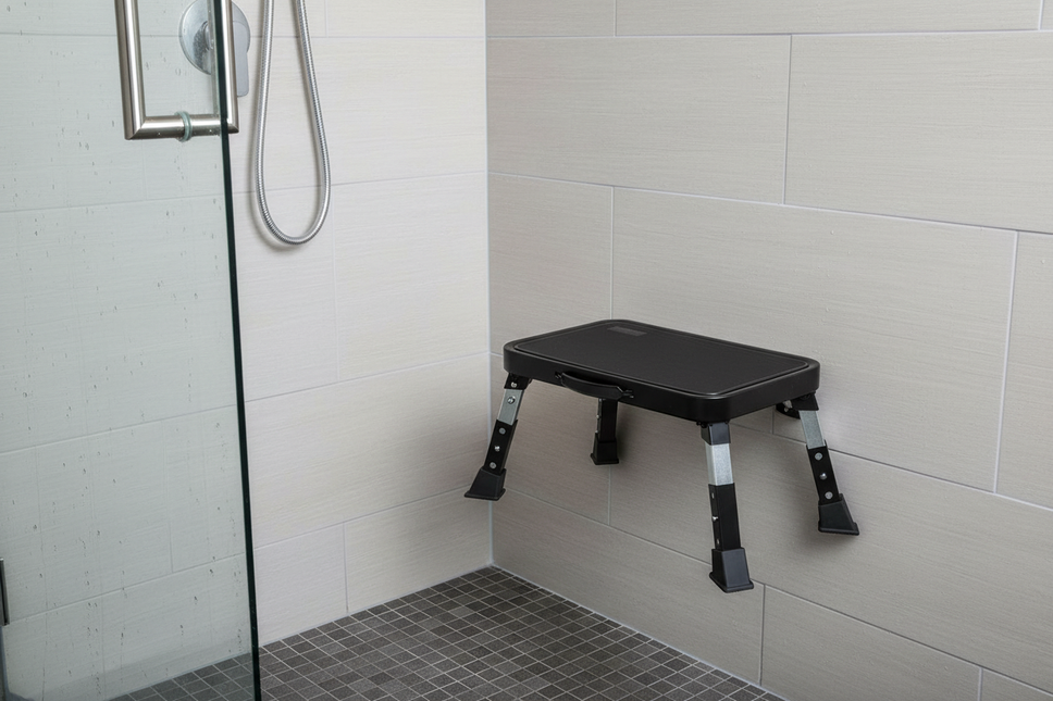 3-speed adjustable folding step stool for adults and seniors, safer metal step stool, sturdy and stable step stool - gallery 1