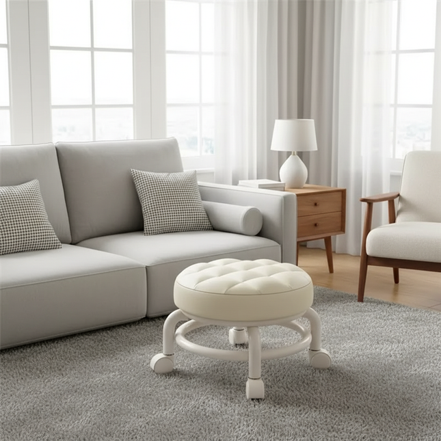 Premium Rolling Child Stool – Multi-Functional Shoe Changing Seat With Universal Wheels. Space-Saving & Stylish - gallery 1