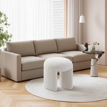 Lamb Wool Velvet Foot Stool Ottoman Nordic Makeup Stool Shoe Changing Stool Entrance Seating for Bedroom Living Room - gallery 1