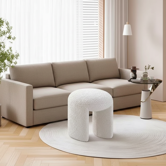 Lamb Wool Velvet Foot Stool Ottoman Nordic Makeup Stool Shoe Changing Stool Entrance Seating for Bedroom Living Room - gallery 1