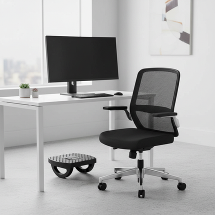 Portable Home Office Footstool Ergonomic Under Desk Footrest Foot Stool With Swing Massage Rollers Relieve Waist Legs Fatigue - gallery 1