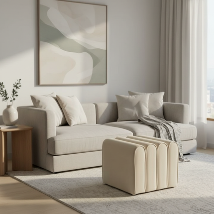 Shoe Change Stool for Living Room Fitting Room Bedroom Fashion Designer Sofa Foot Stool Frame Bed End Stool  Flannel + Wood - gallery 1