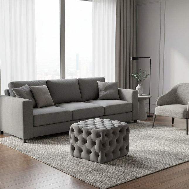 Nordic Living Room Ottoman Round Button Velvet Shoe Changing Stool Apartment Living Room Light Luxury Home Small Makeup Stool - gallery 1