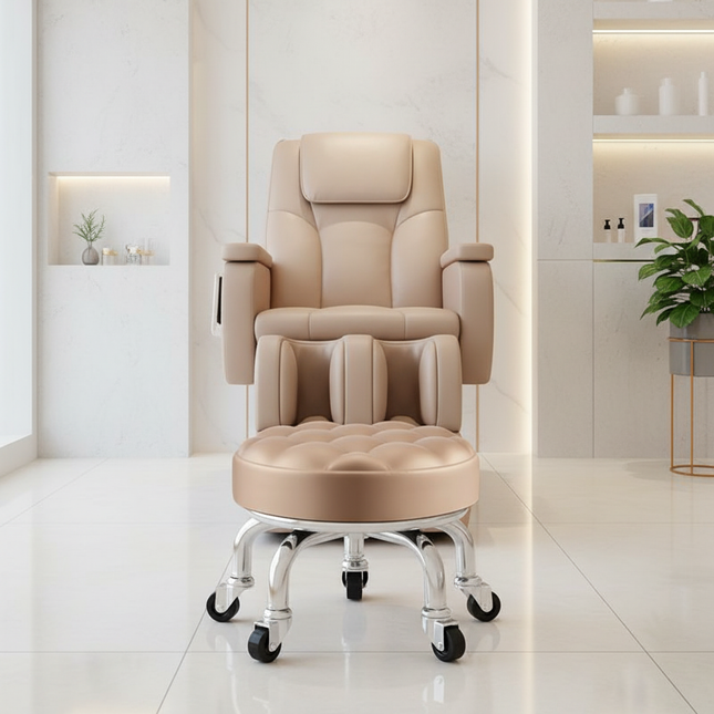 5-Wheel Metal Stool - Thickened Silent Low Stool with Sturdy Frame for Home/Foot Spa/Cosmetology/Kids - gallery 1