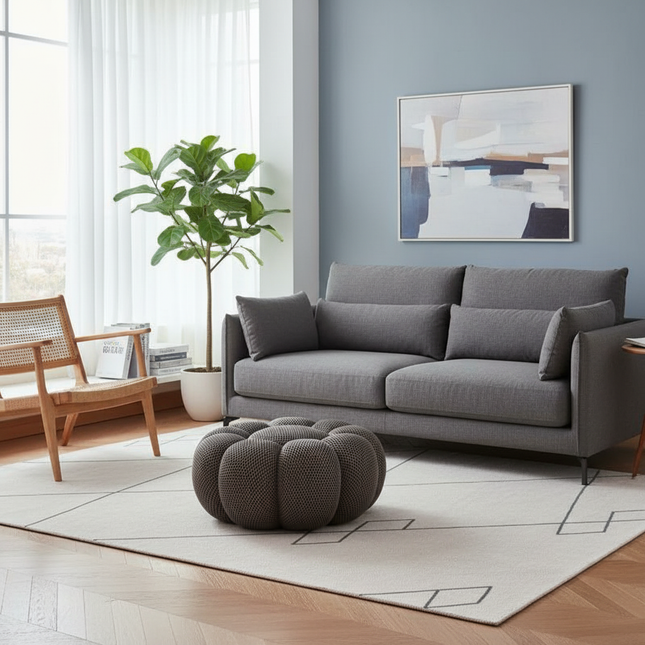 Nordic Sofa Pedal Simple Round Stool Low Ottomans Living Room Sofa Footstool 3D Fabric Creative Leg Footstool Pumpkin Footstools - gallery 1