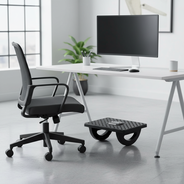 Portability with Massage Rollers Foot Rest 180 Degree Swing Ergonomic Foot Stool Office Foot Rest Under Desk - gallery 1