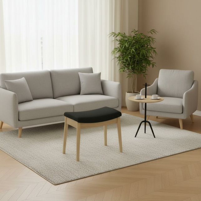 Vanity Stool Vanity Chair 18 Inch-  Stool Chair Wood Legs, Modern Piano Bench Makeup and Foot Stool for Bedroom. - gallery 1