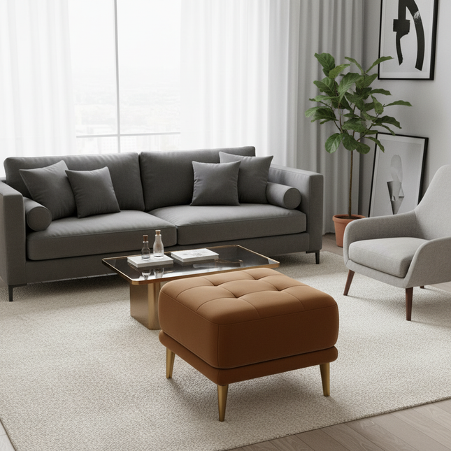 Modern Light Luxury Foot Stool Comfortable Velvet Shoes Bench Elastic Latex Sofa Seat Stable and Load Bearing Hallway Ottoman - gallery 1