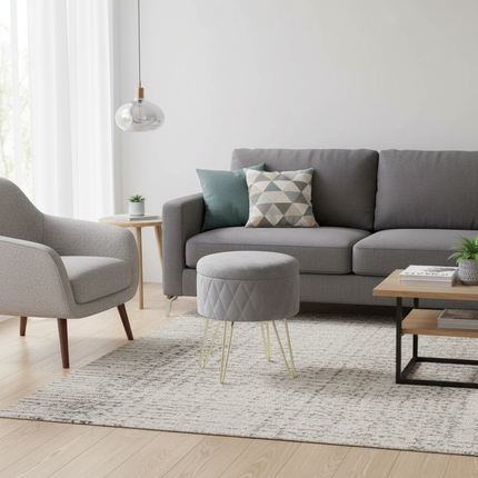 WOLTU 1PC Ottoman Stool Gold Metal Feet Footstool Velvet Round Puff Storage Seat with Lid Storage Box for Sofa Bedroom Room - gallery 1