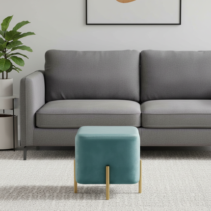 Customized Velvet Dressing Stool Golden Leg Tassel Makeup Bench Openable Ottoman Pouf for Home Fashionable Furniture - gallery 1