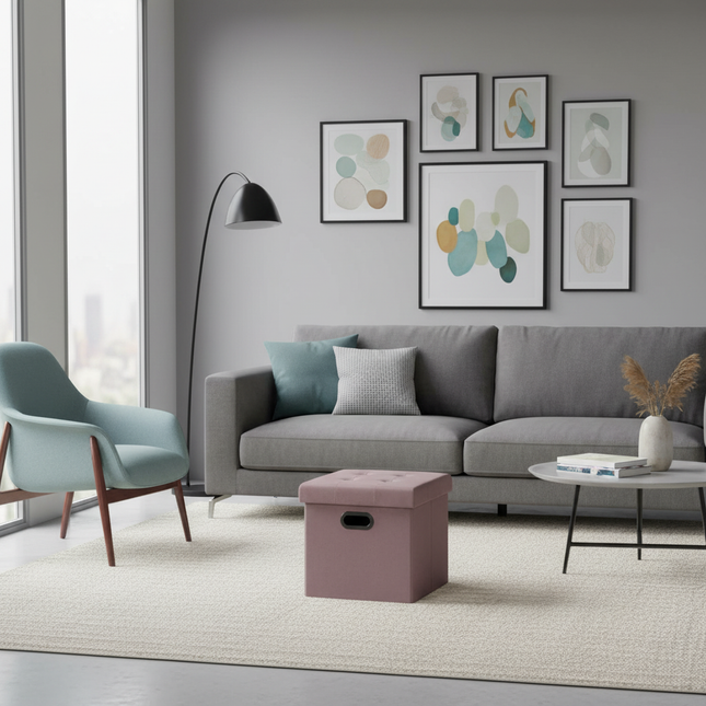 1PC Faux Leather White/Black Footstool Cube Chest Ottoman Pouf Footrest with Storage Foldable Stool Storage Box Home Seat Bench - gallery 1