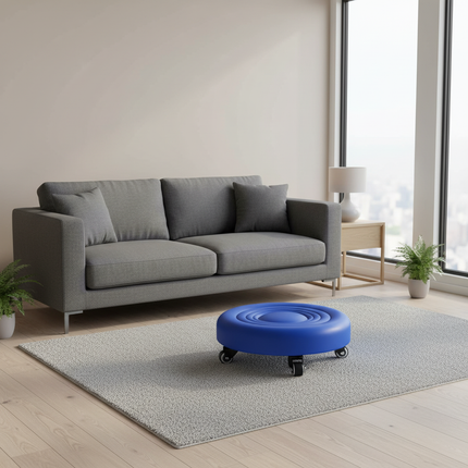 Leather Pulley Stool, Stable and Drop-Proof Low Height Rolling Stools with Universal Wheels for Home Office Fitness Garage Work - gallery 1