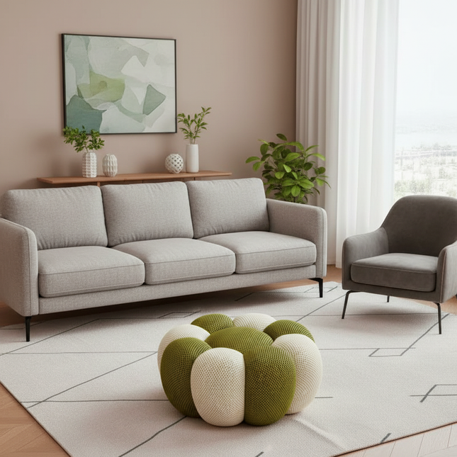 Nordic Sofa Pedal Simple Round Stool Low Ottomans Living Room Sofa Footstool 3D Fabric Creative Leg Footstool Pumpkin Footstools - gallery 1