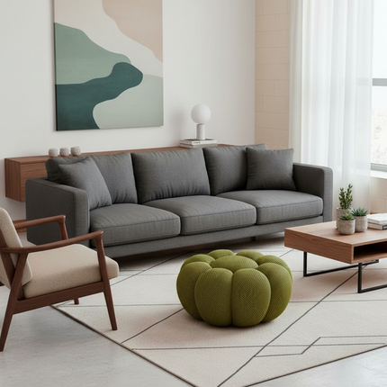 Nordic Sofa Pedal Simple Round Stool Low Ottomans Living Room Sofa Footstool 3D Fabric Creative Leg Footstool Pumpkin Footstools - gallery 1