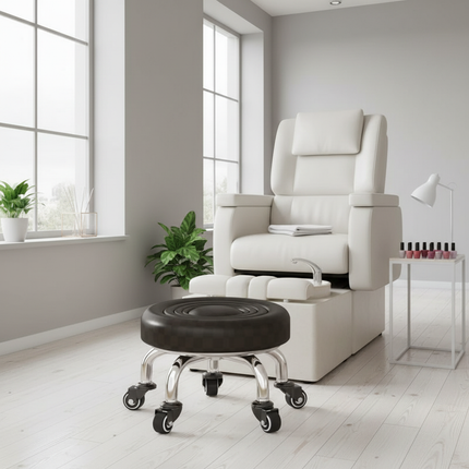 5-Wheel Metal Stool - Thickened Silent Low Stool with Sturdy Frame for Home/Foot Spa/Cosmetology/Kids - gallery 1