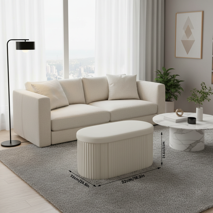 WOLTU Velvet Round Ottoman MDF Foldable Storage Stool with Removable Padded Lid Creative Storage Box for Footstool Living Room - gallery 1